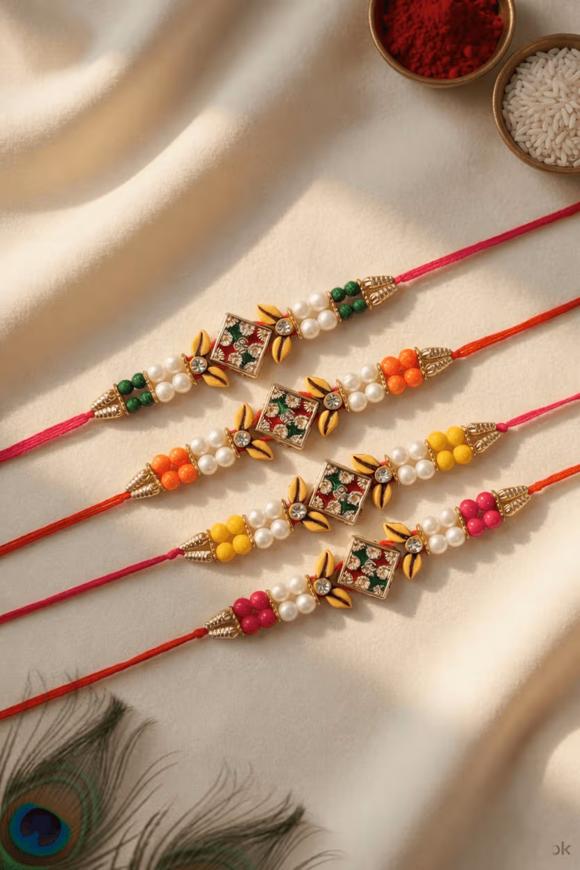 Rakhi 2026: Multi-Color Alloy and Crystal Combo Set for Brother